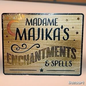 New halloween 16x12 sign tray “MADAME MAJIKAS ENCHANTMENTS & SPELLS” Wood